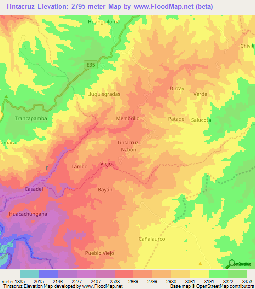 Tintacruz,Ecuador Elevation Map