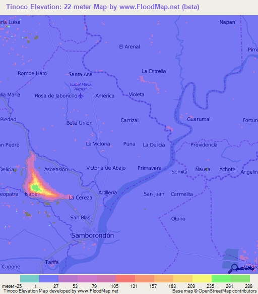 Tinoco,Ecuador Elevation Map