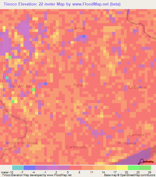 Tinoco,Ecuador Elevation Map