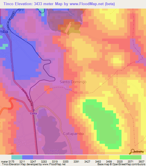 Tinco,Ecuador Elevation Map