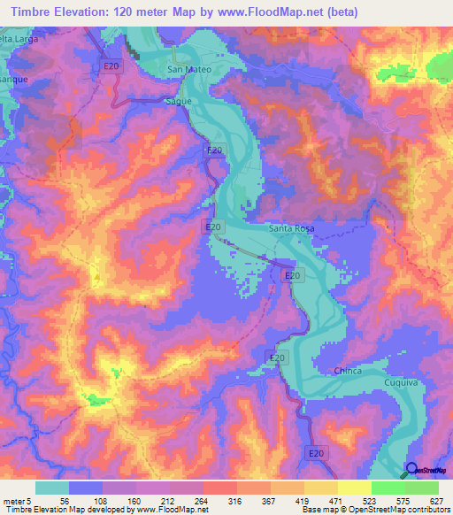 Timbre,Ecuador Elevation Map