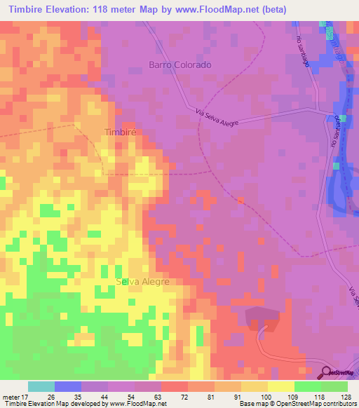 Timbire,Ecuador Elevation Map