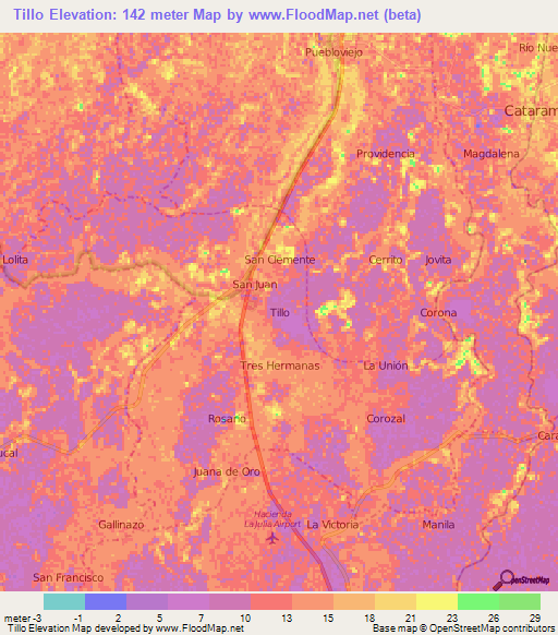 Tillo,Ecuador Elevation Map