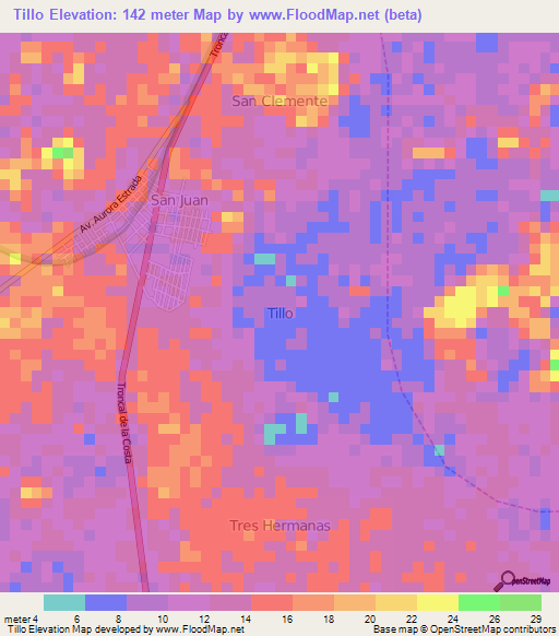 Tillo,Ecuador Elevation Map