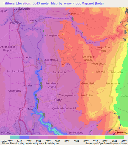 Tilitusa,Ecuador Elevation Map