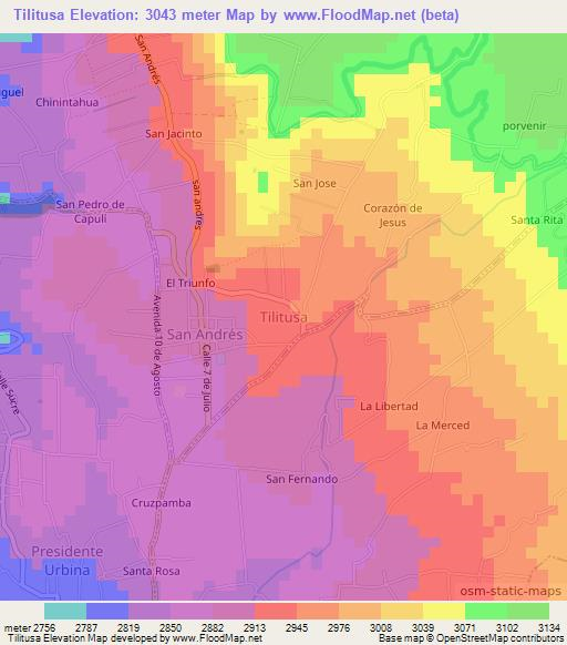 Tilitusa,Ecuador Elevation Map