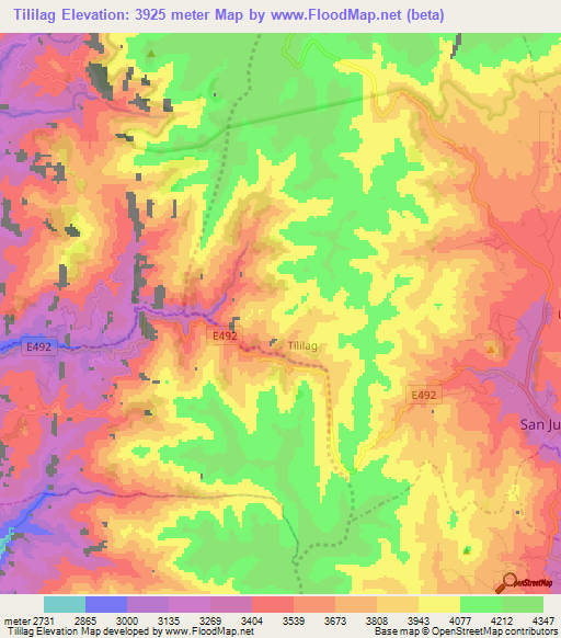 Tililag,Ecuador Elevation Map