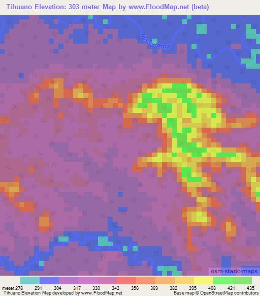 Tihuano,Ecuador Elevation Map