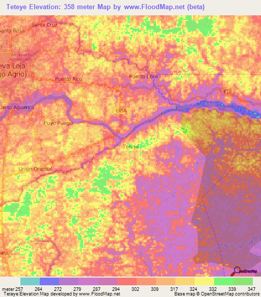 Teteye,Ecuador Elevation Map