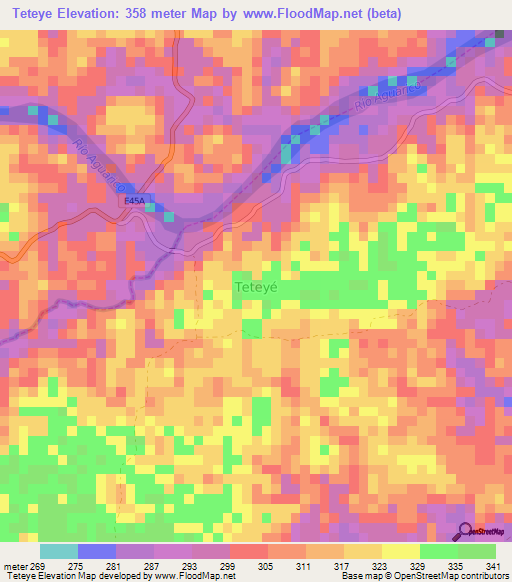 Teteye,Ecuador Elevation Map