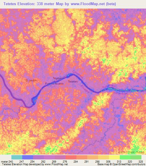 Tetetes,Ecuador Elevation Map