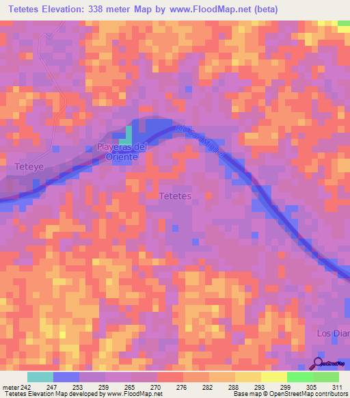 Tetetes,Ecuador Elevation Map