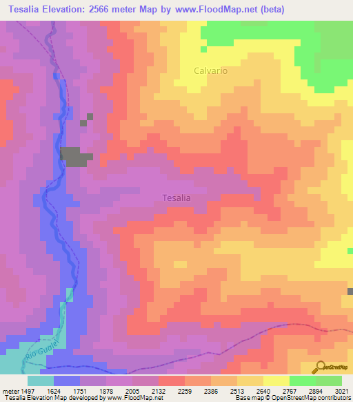 Tesalia,Ecuador Elevation Map