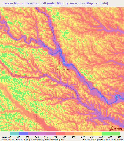 Teresa Mama,Ecuador Elevation Map