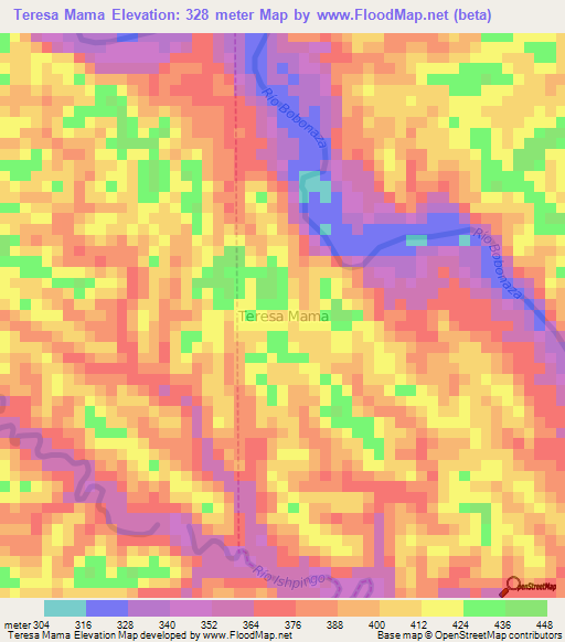 Teresa Mama,Ecuador Elevation Map