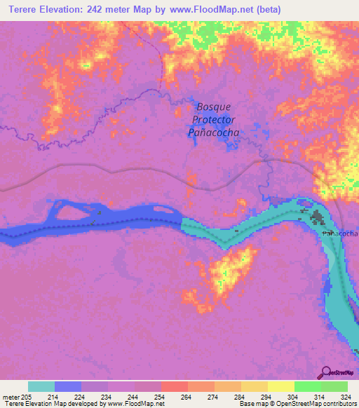 Terere,Ecuador Elevation Map