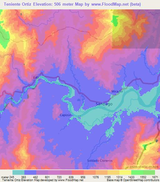 Teniente Ortiz,Ecuador Elevation Map