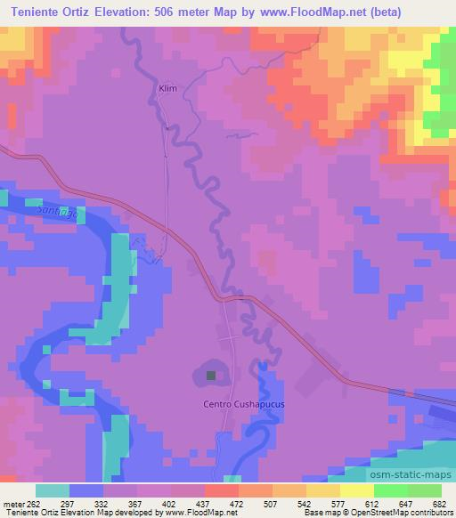 Teniente Ortiz,Ecuador Elevation Map