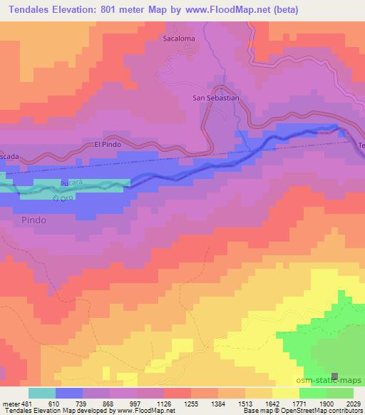 Tendales,Ecuador Elevation Map