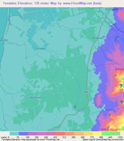 Tendales,Ecuador Elevation Map