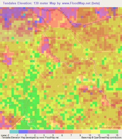 Tendales,Ecuador Elevation Map