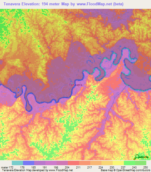 Tenavera,Ecuador Elevation Map