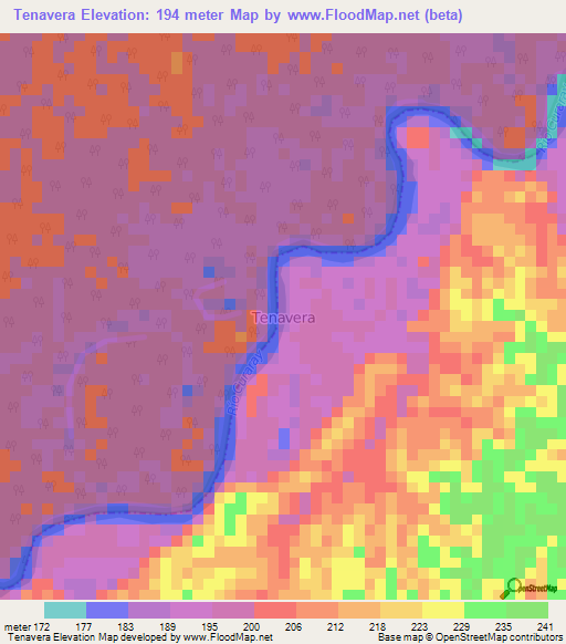 Tenavera,Ecuador Elevation Map