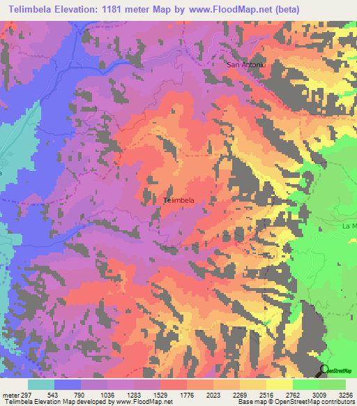 Telimbela,Ecuador Elevation Map