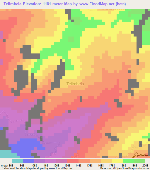 Telimbela,Ecuador Elevation Map