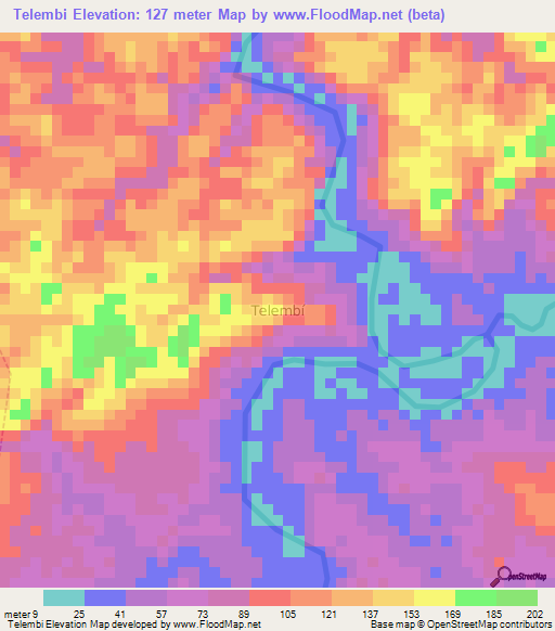 Telembi,Ecuador Elevation Map