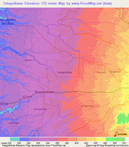 Telegrafistas,Ecuador Elevation Map