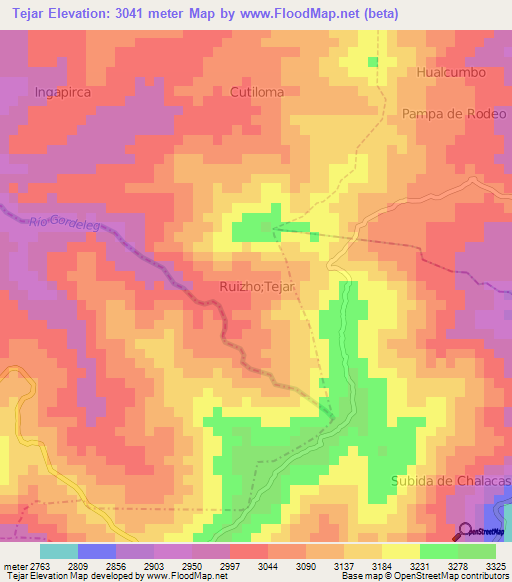 Tejar,Ecuador Elevation Map