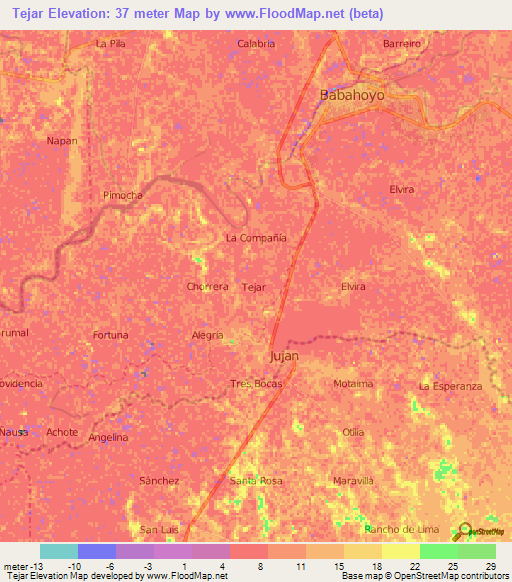 Tejar,Ecuador Elevation Map