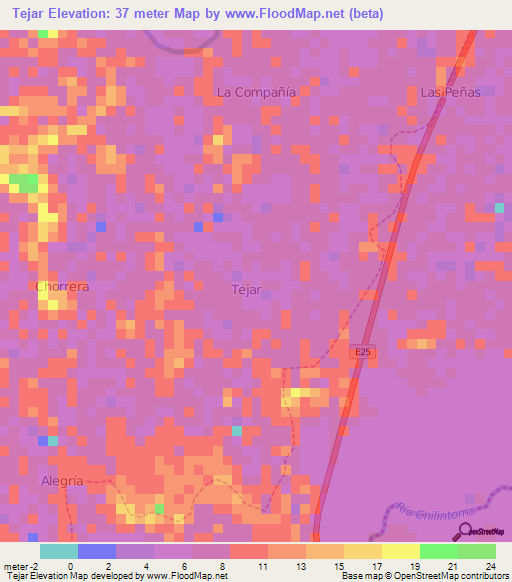 Tejar,Ecuador Elevation Map