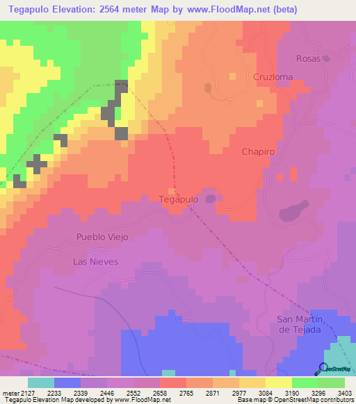 Tegapulo,Ecuador Elevation Map