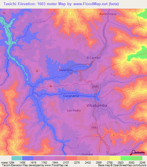 Taxichi,Ecuador Elevation Map