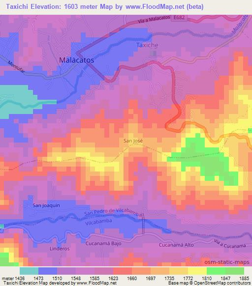 Taxichi,Ecuador Elevation Map