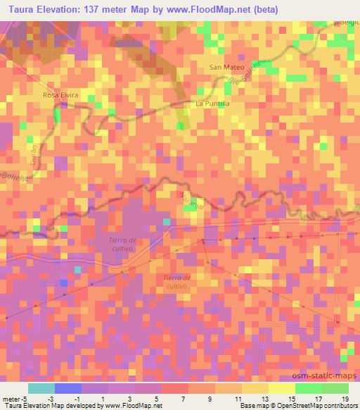 Taura,Ecuador Elevation Map