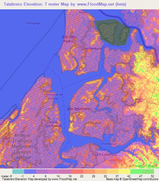 Tatabrero,Ecuador Elevation Map