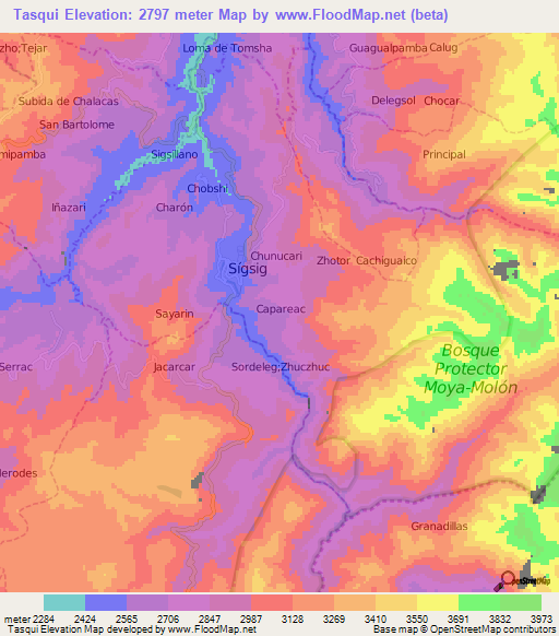 Tasqui,Ecuador Elevation Map