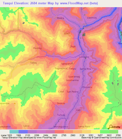 Tasqui,Ecuador Elevation Map