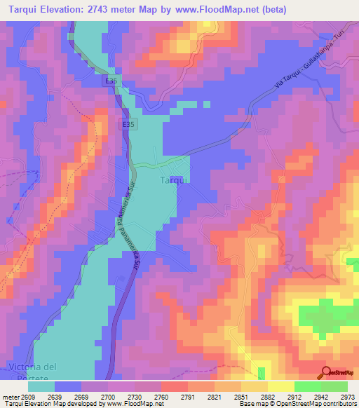 Tarqui,Ecuador Elevation Map