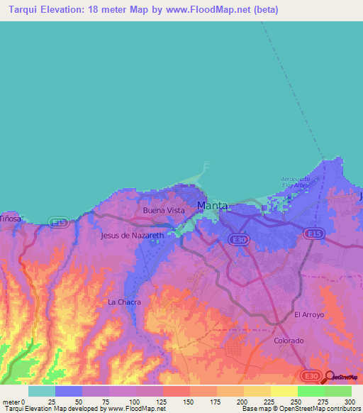 Tarqui,Ecuador Elevation Map