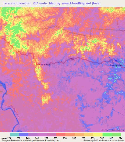 Tarapoa,Ecuador Elevation Map