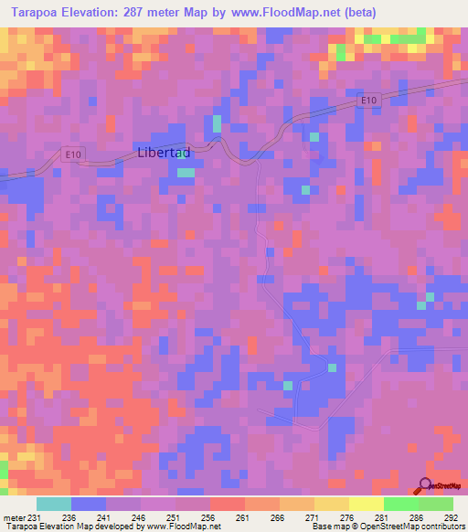 Tarapoa,Ecuador Elevation Map