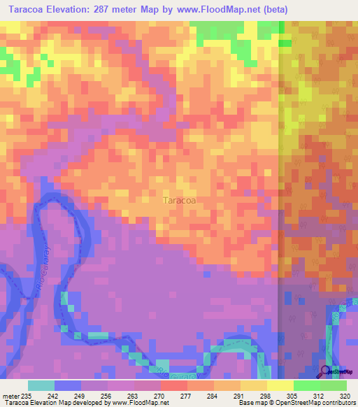 Taracoa,Ecuador Elevation Map