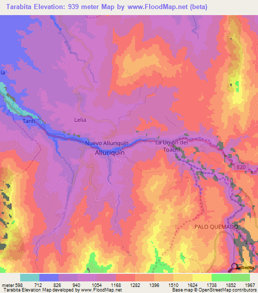 Tarabita,Ecuador Elevation Map