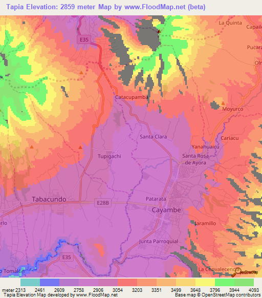 Tapia,Ecuador Elevation Map