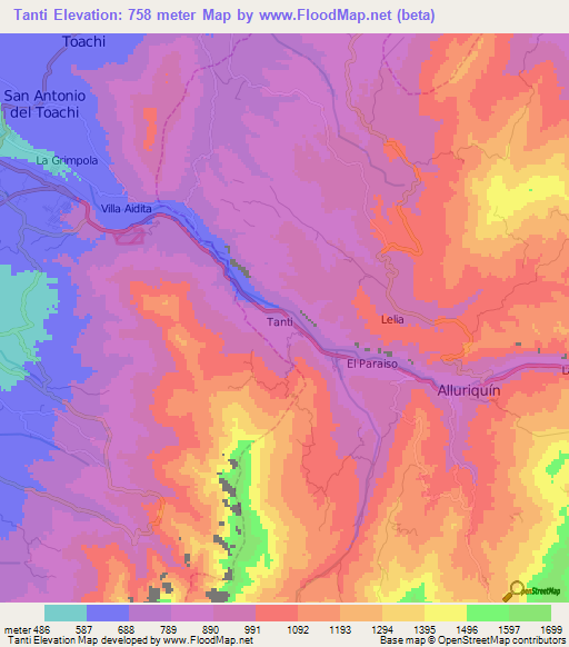 Tanti,Ecuador Elevation Map