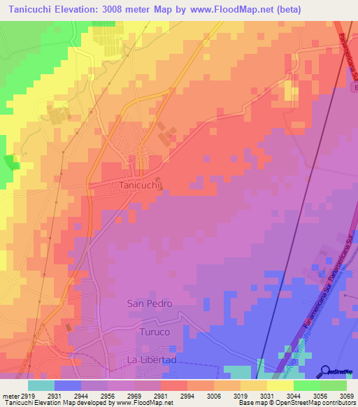 Tanicuchi,Ecuador Elevation Map